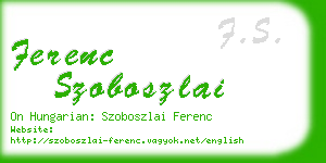 ferenc szoboszlai business card